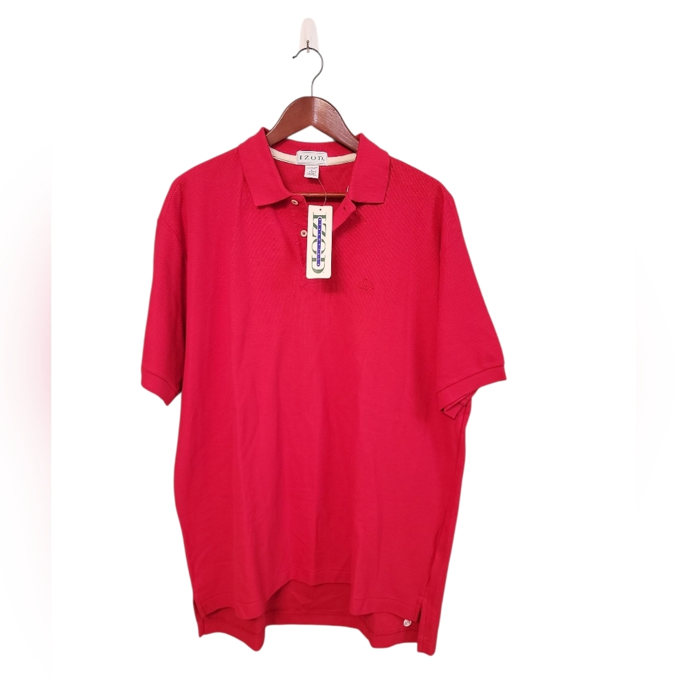 Vintage Izod New‎ Essentials Red Polo Shirt Classic Casual Comfort Mens Large